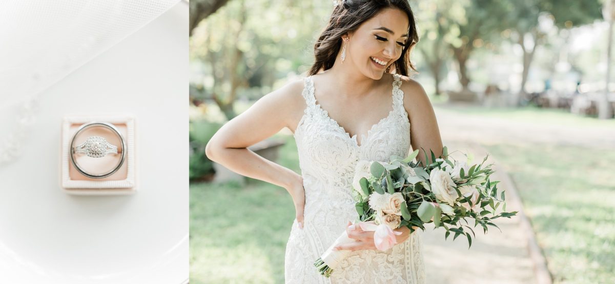 Vintage Lace Wedding Gown and bouquet at Texas Wedding, Anna Kay Photography, Wedding Photography
