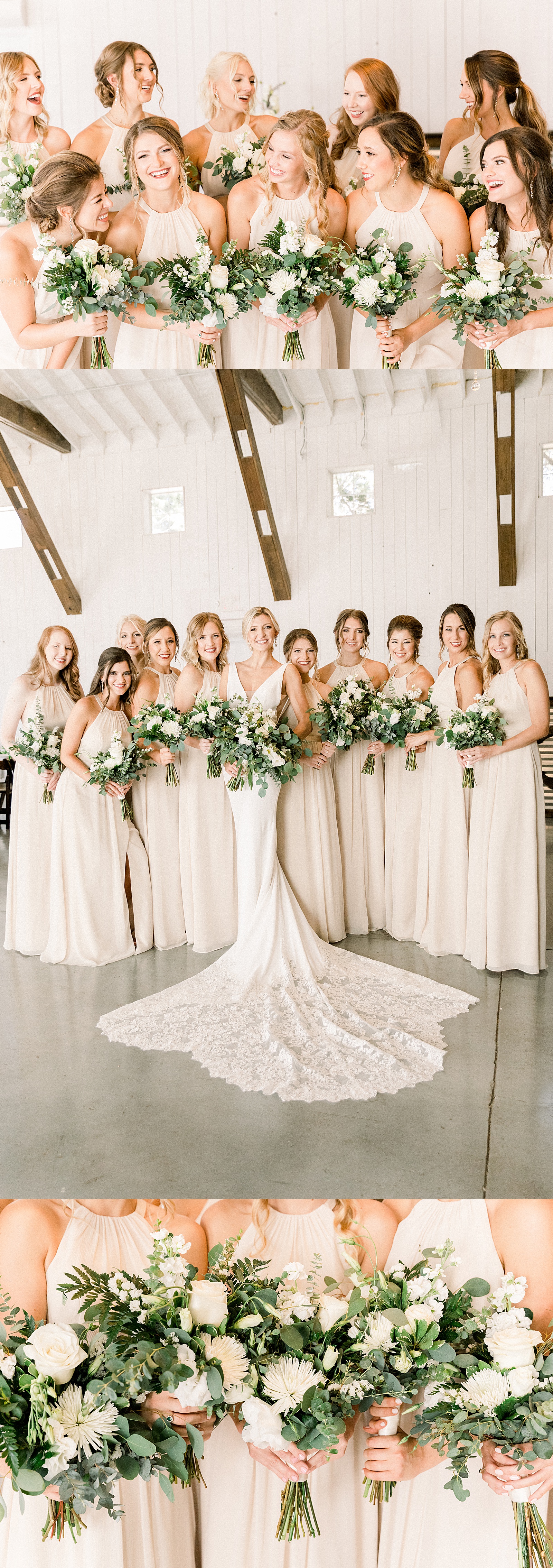 Ivory and Green Wedding, Bridesmaids, Blissful Hill, Austin, Texas