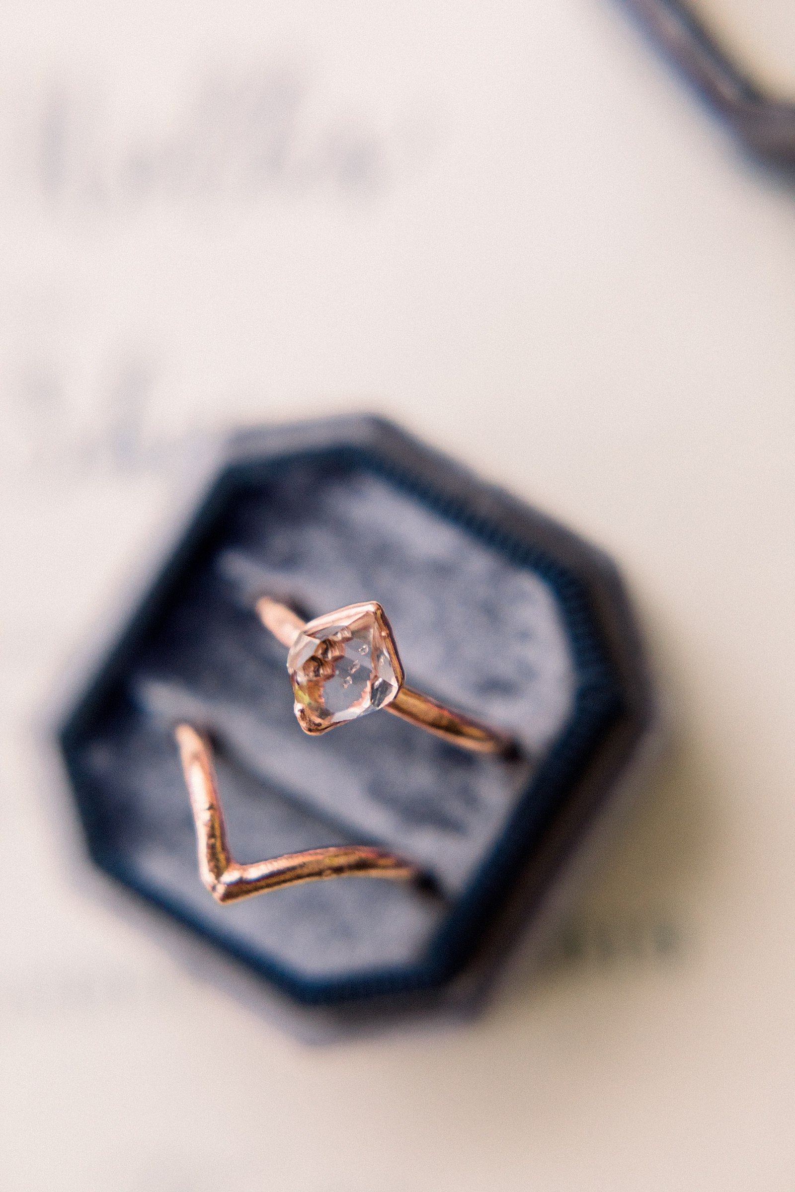 Unique Engagement Rings, Navy Velvet Box, Anna Kay Photography