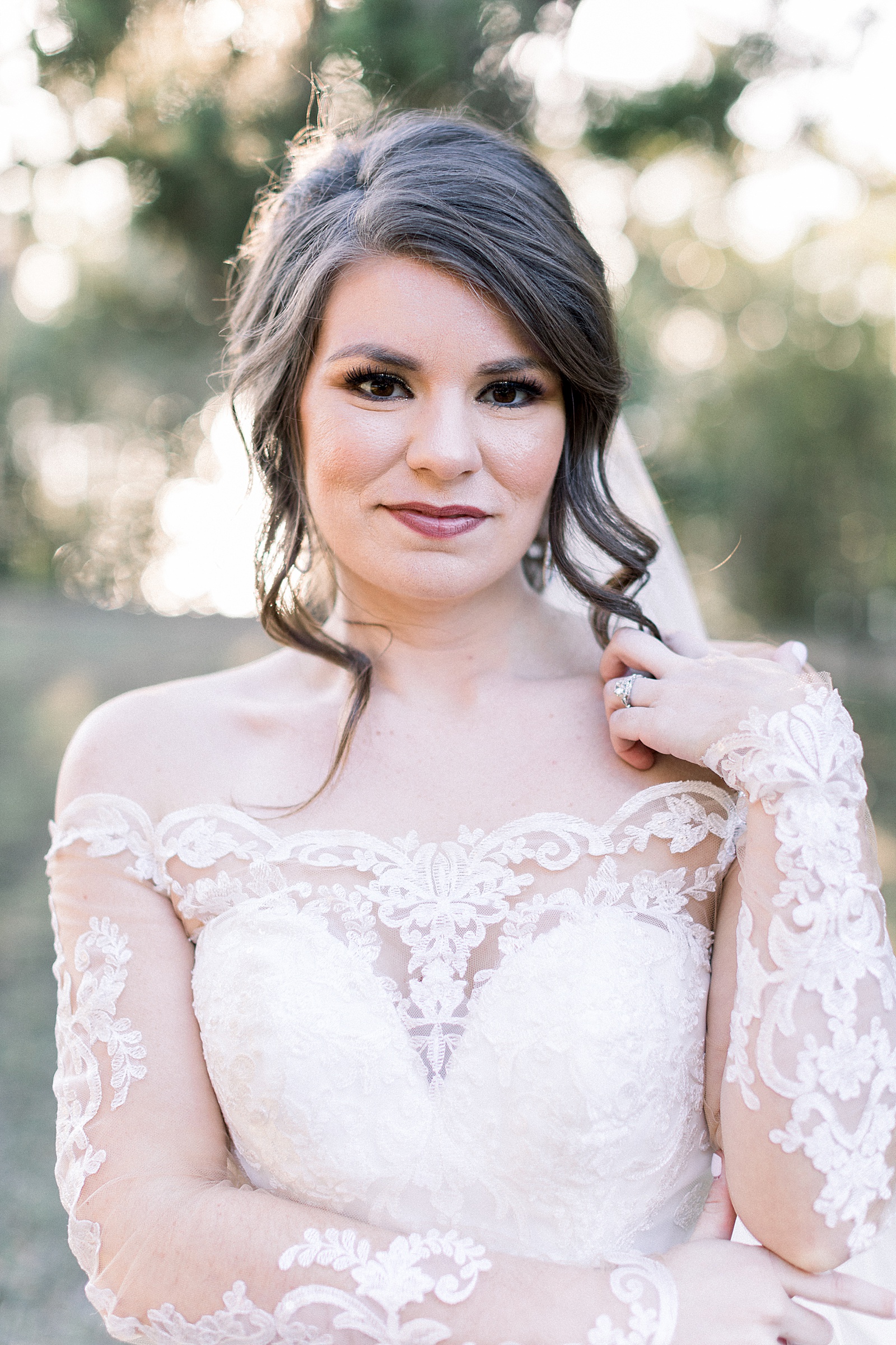 Lace Off the Shoulder Gown Bridal Session at Overlook Park, San Antonio, Anna Kay Photography, Wedding Photographer