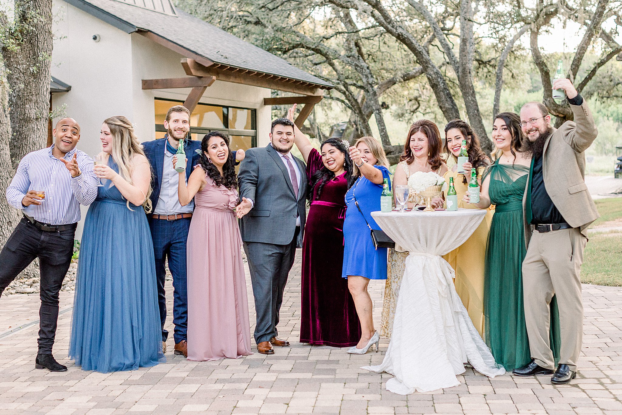 Multicolored Bridesmaids Gowns, A fall wedding at Hayes Hollow, Anna Kay Photography