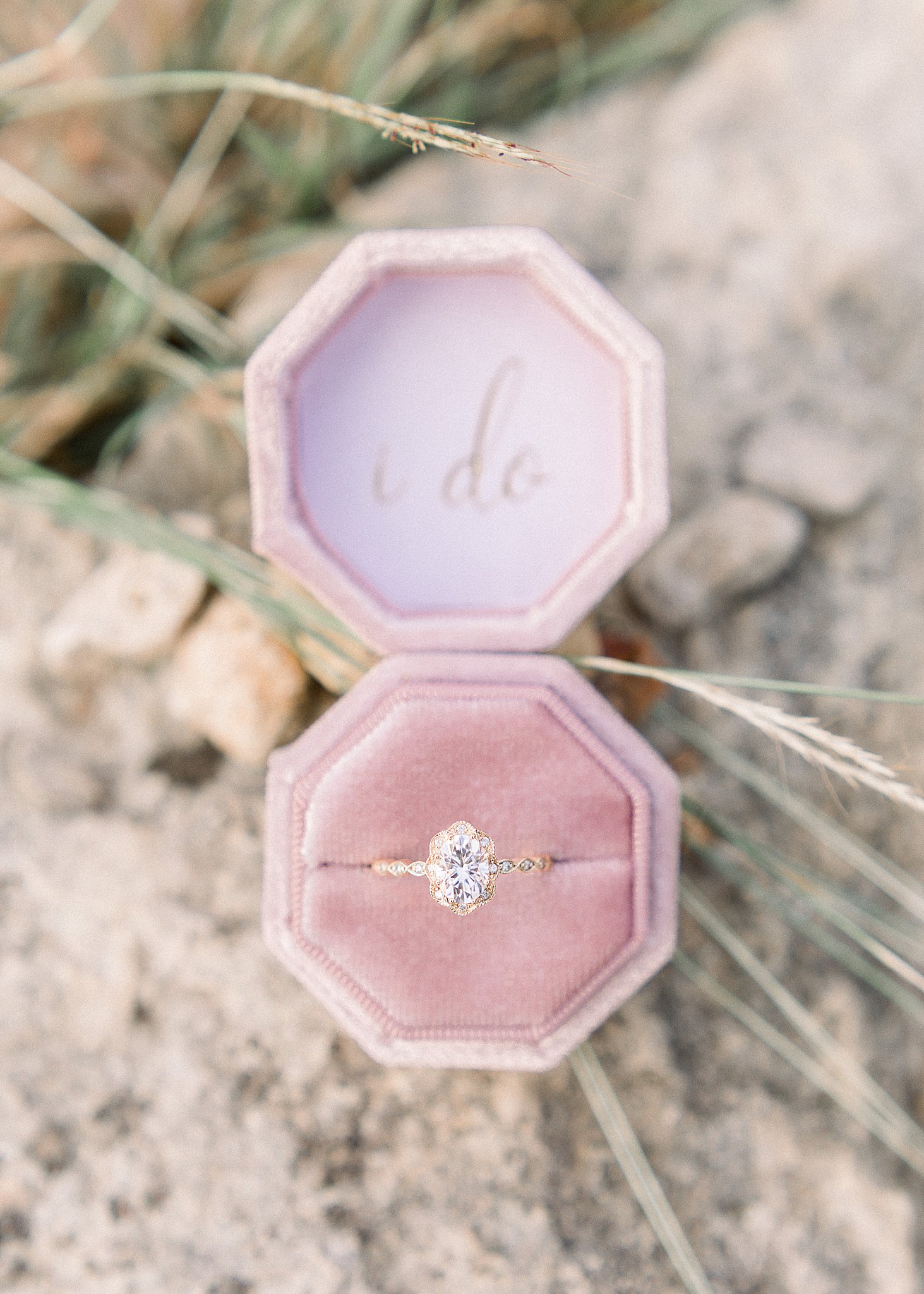 "I Do" Velvet Ring Box, Oval Engagement Ring, Anna Kay Photography, Hill Country Wedding Photography