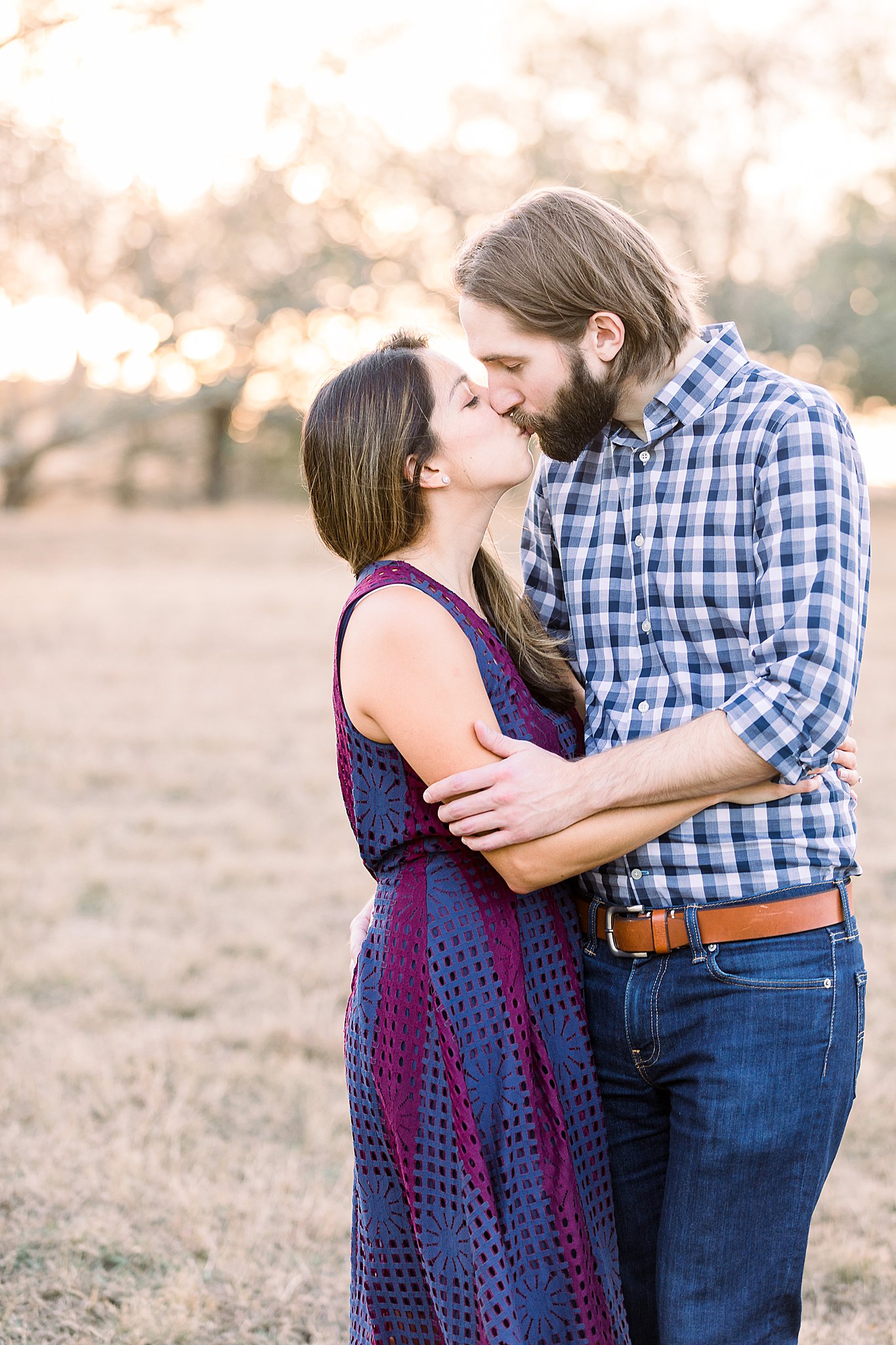 Couple Kissing in Engagement Photos, Anna Kay Photography, Texas Photographer