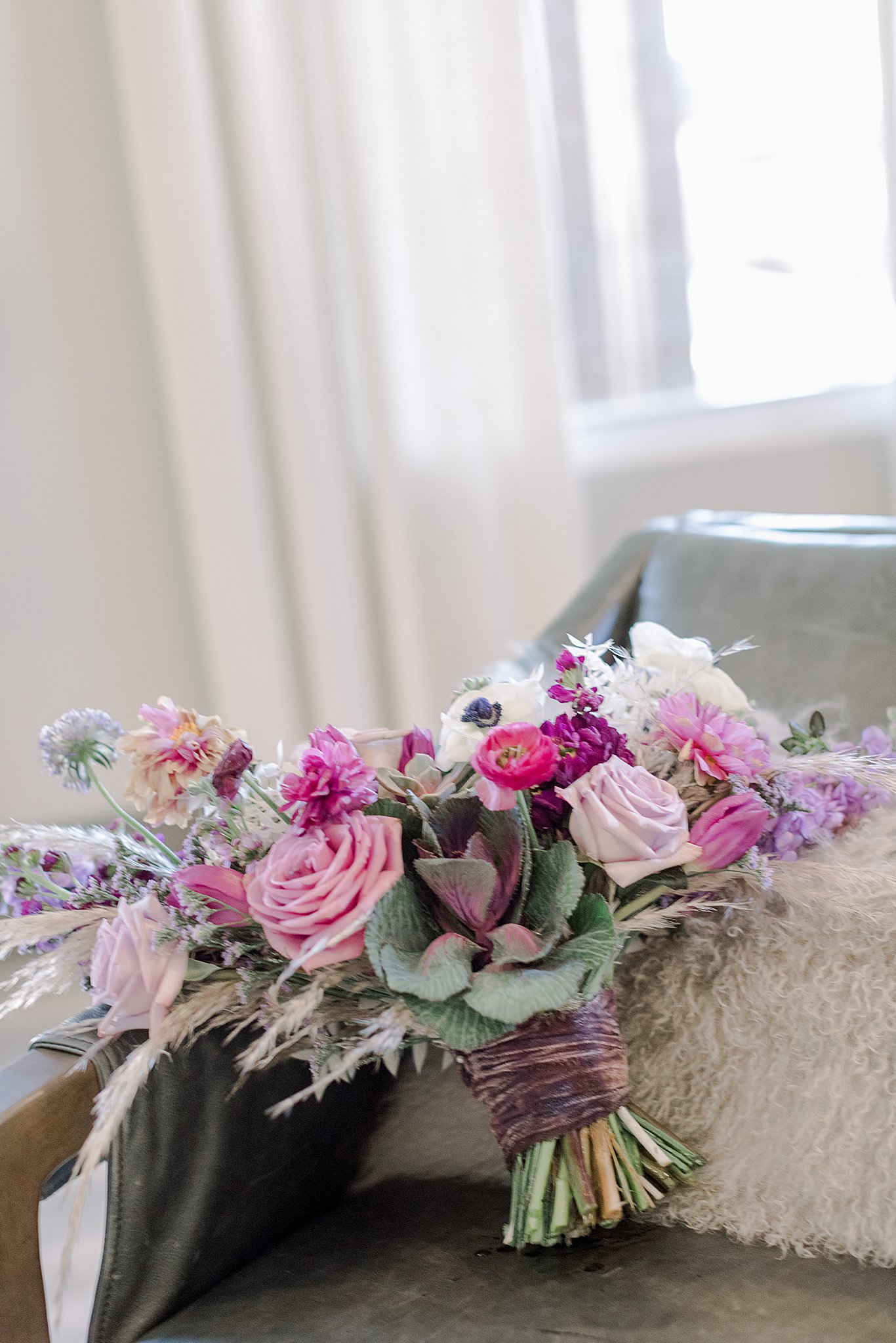 Purple, Blush, Green Wedding Bouquet