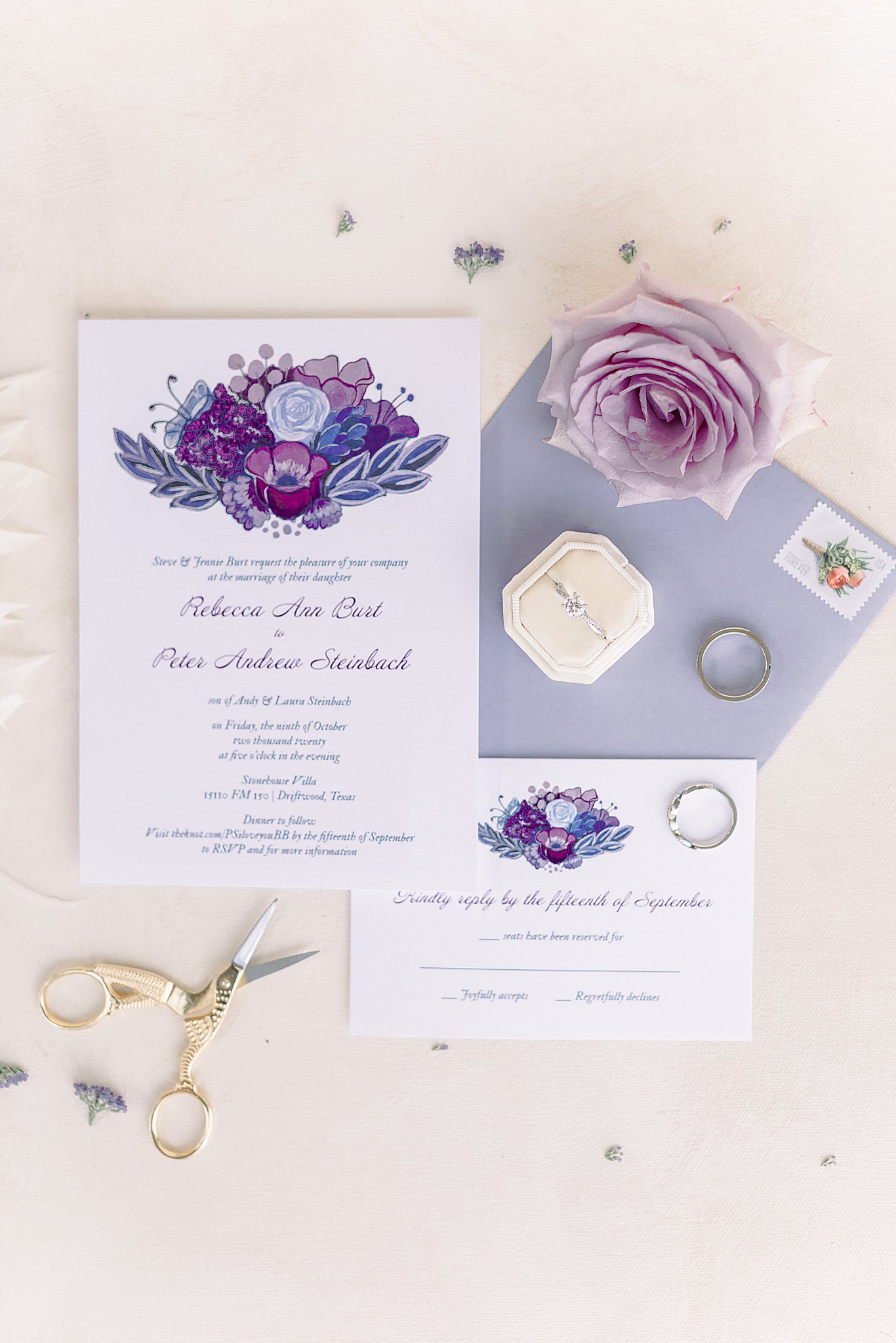 Hues of Purple Wedding Invitations, Anna Kay Photography, Austin Wedding Photography