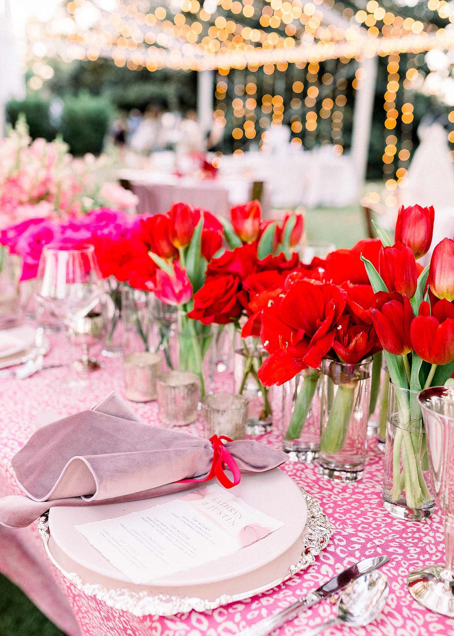 Tulips and Pink Blooms at Woodbine Mansion Wedding