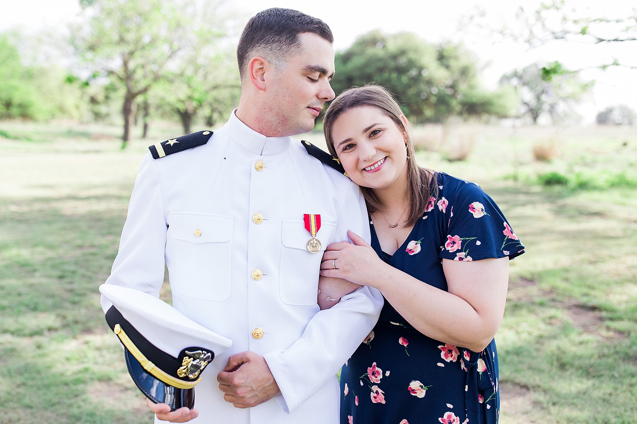 Navy Pilot in Dress Whites for Engagement Session, Anna Kay Photography, San Antonio Photographer