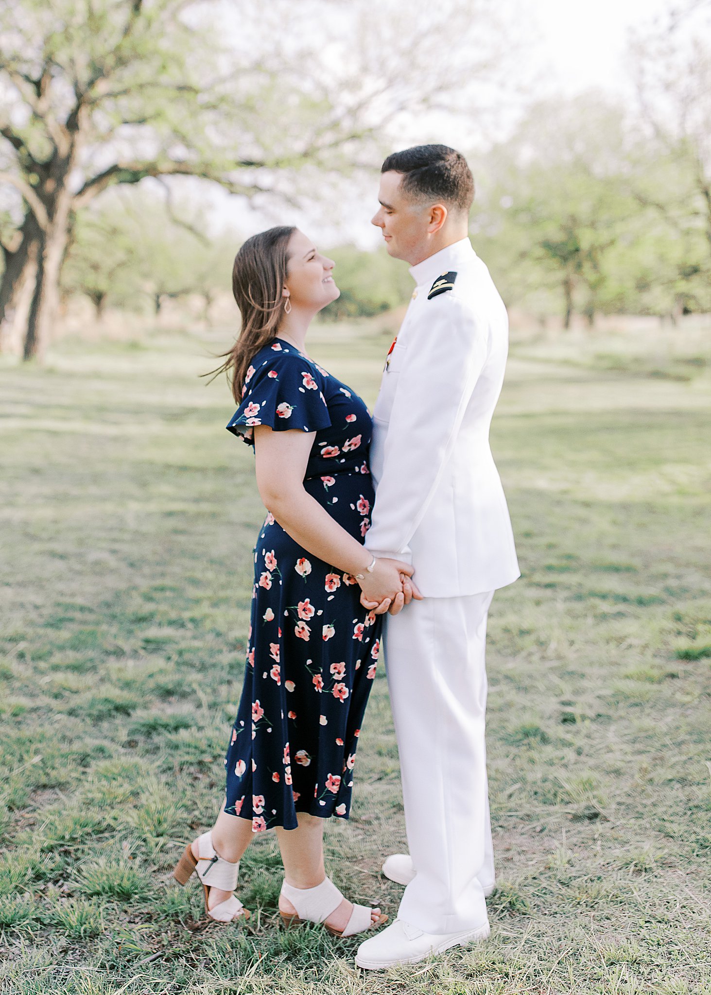 Navy Pilot in Dress Whites for Engagement Session, Anna Kay Photography, San Antonio Photographer