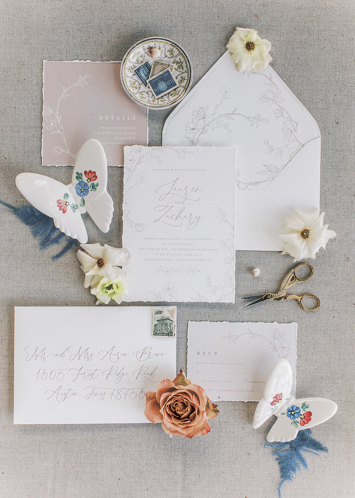 Wedding invitations to Camp Lucy Wedding by Anna Kay Photography
