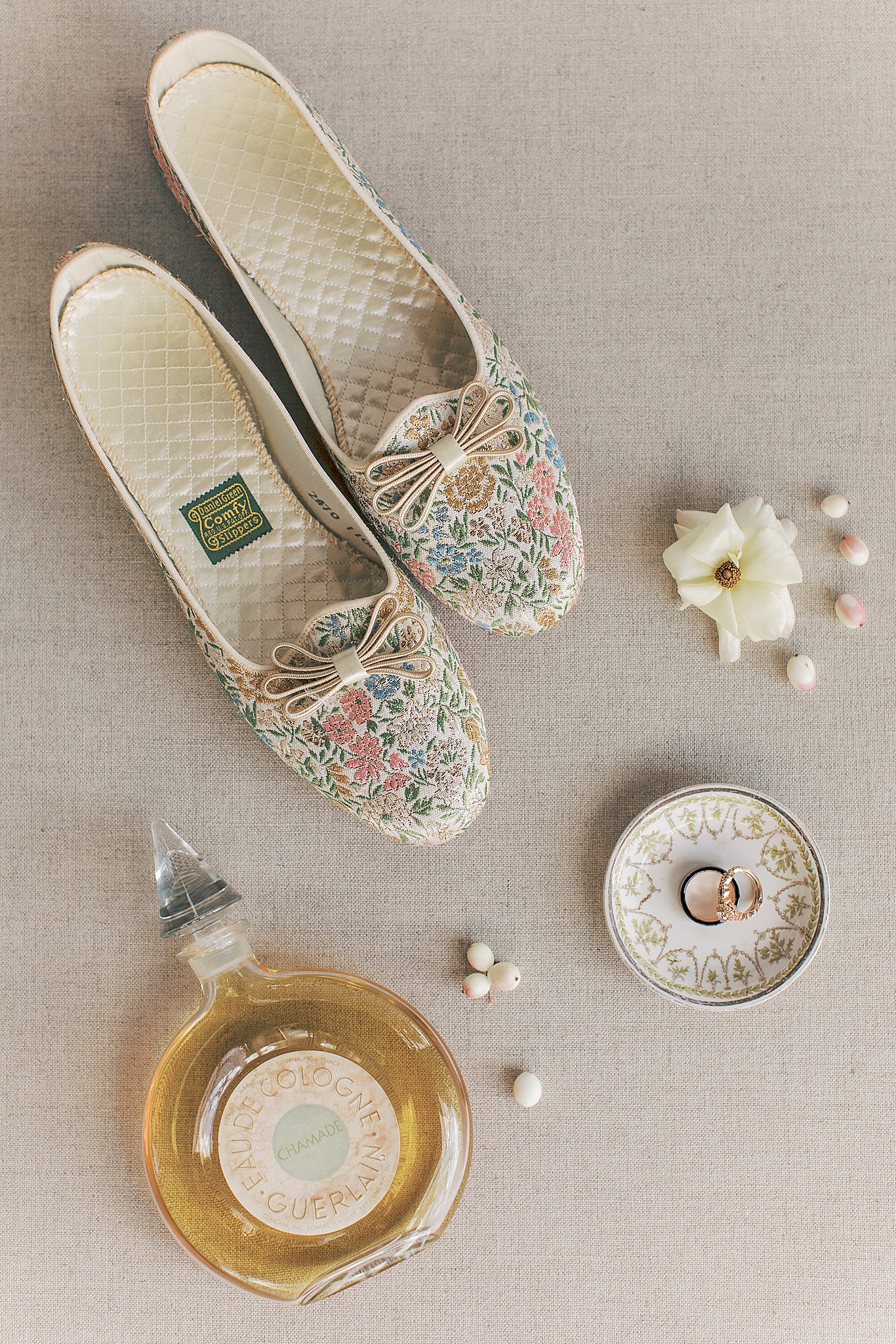 Ornate wedding slippers and unique bridal accessories by Anna Kay Photography