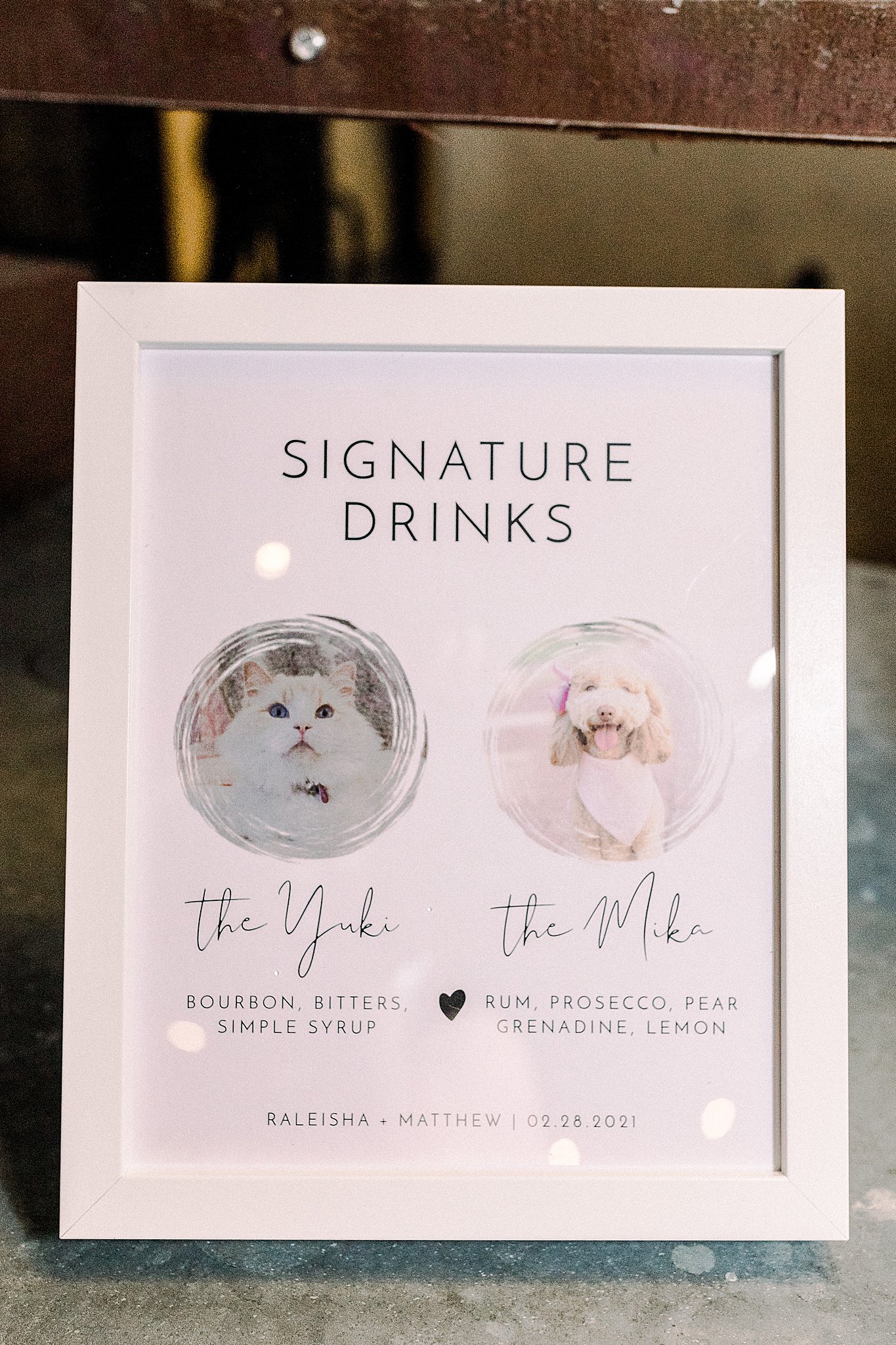 Custom Signature Drinks Menu for Wedding Day