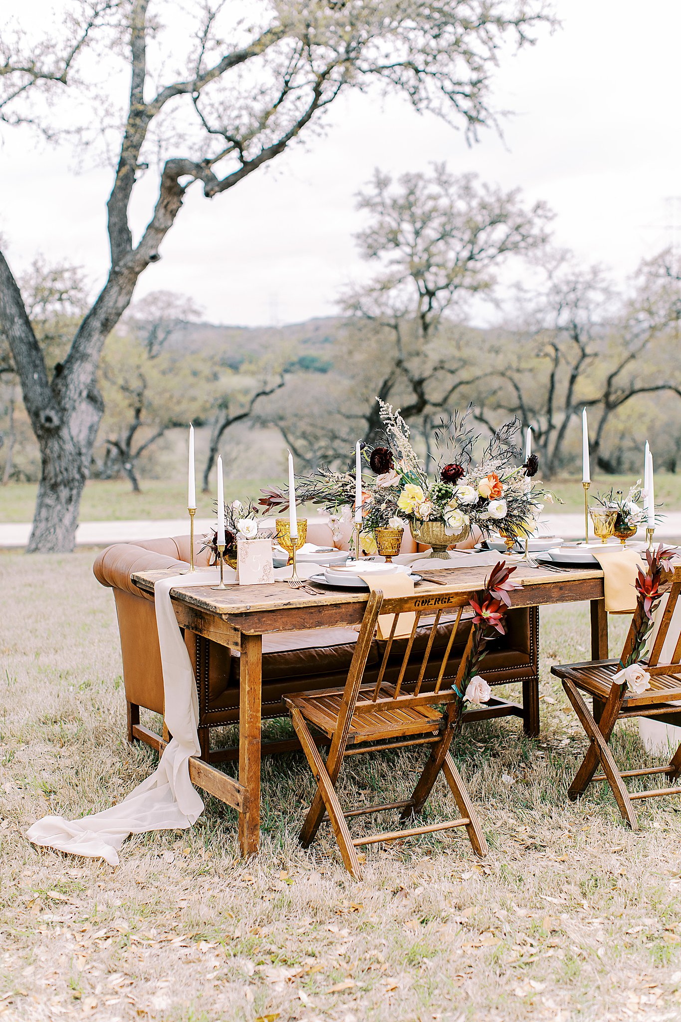 Outdoor rustic Fall Texas Hill country wedding