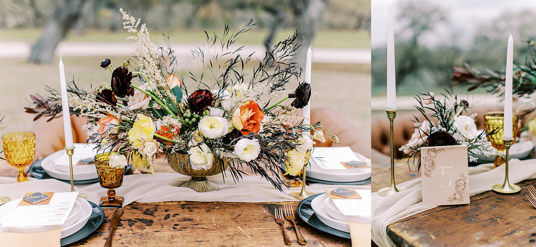 Fall tones wedding table inspiration in Texas