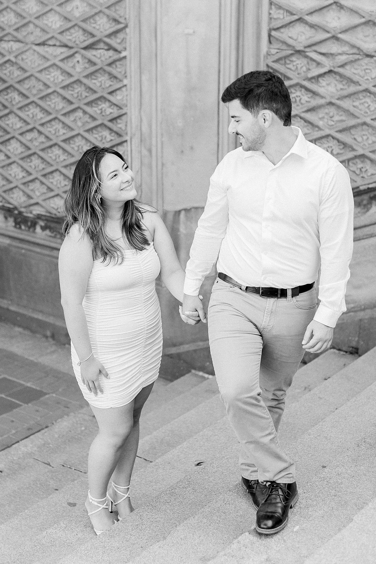 Black and White Engagement Photo on Film by Anna Wright