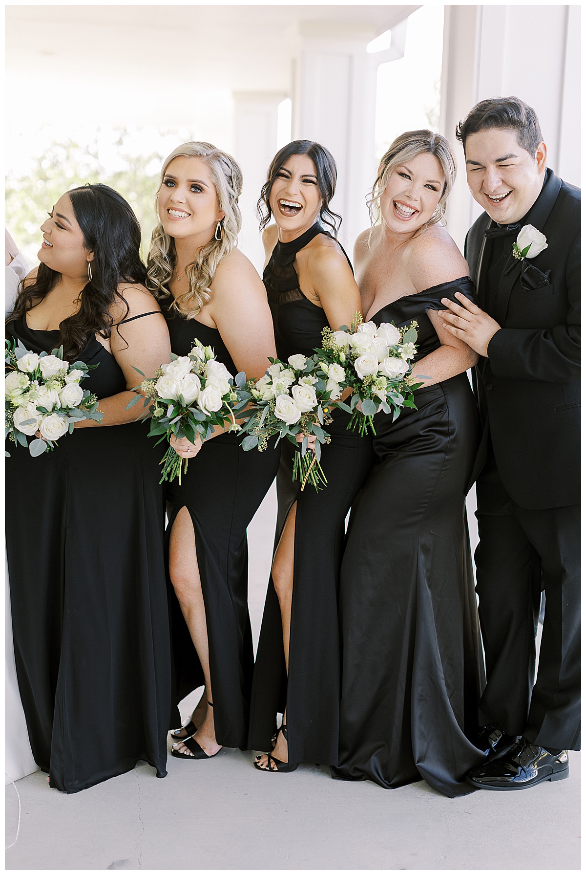 Black Bridesmaids Dresses, Kendall Point Wedding Venue