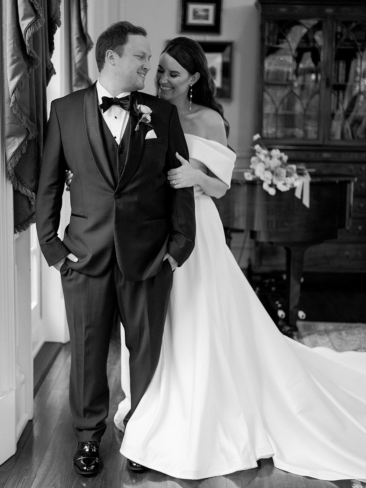 Classic Black and White Bride and Groom Portrait in Washington DC